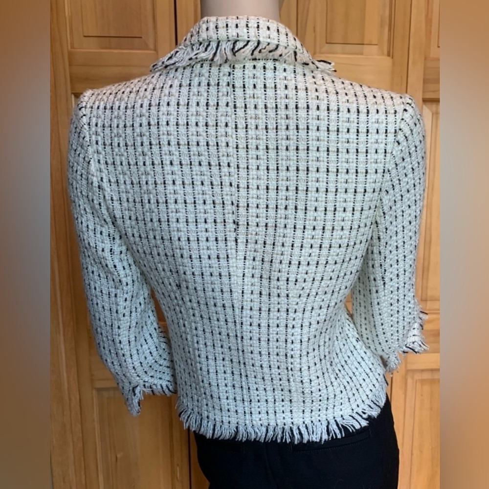 Ivory Tweed Fringe Bolero Jacket White House Black Market Sz 2 #4 - Picture 6 of 10